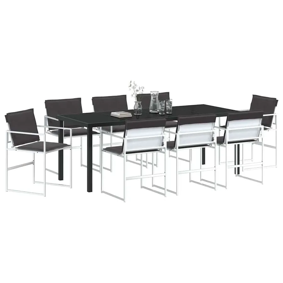 Ensemble de salle à manger pour jardin 9 pcs Blanc - 3