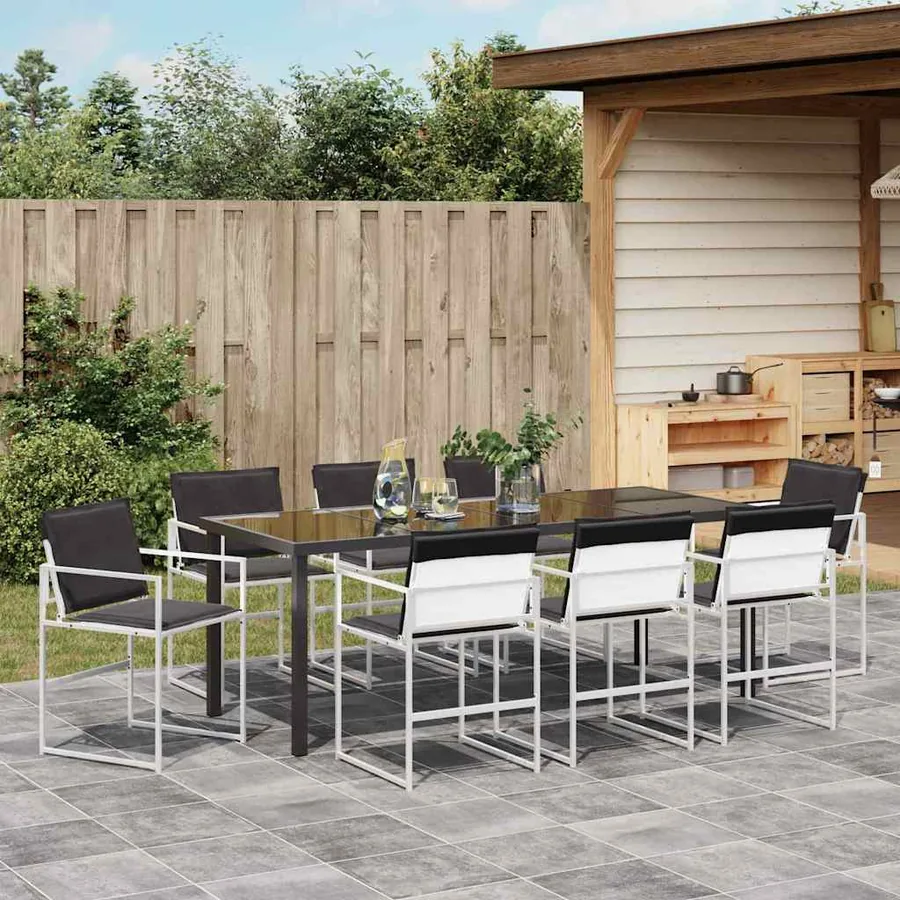 Ensemble de salle à manger pour jardin 9 pcs Blanc - 4