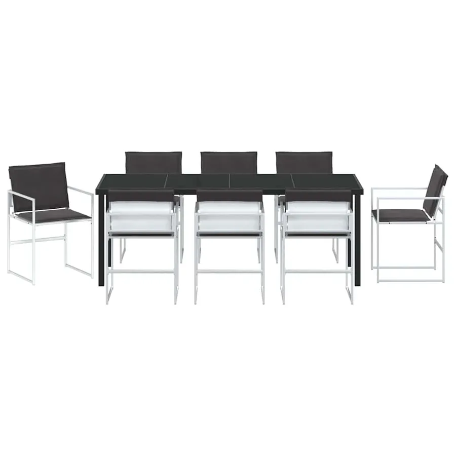 Ensemble de salle à manger pour jardin 9 pcs Blanc - 7