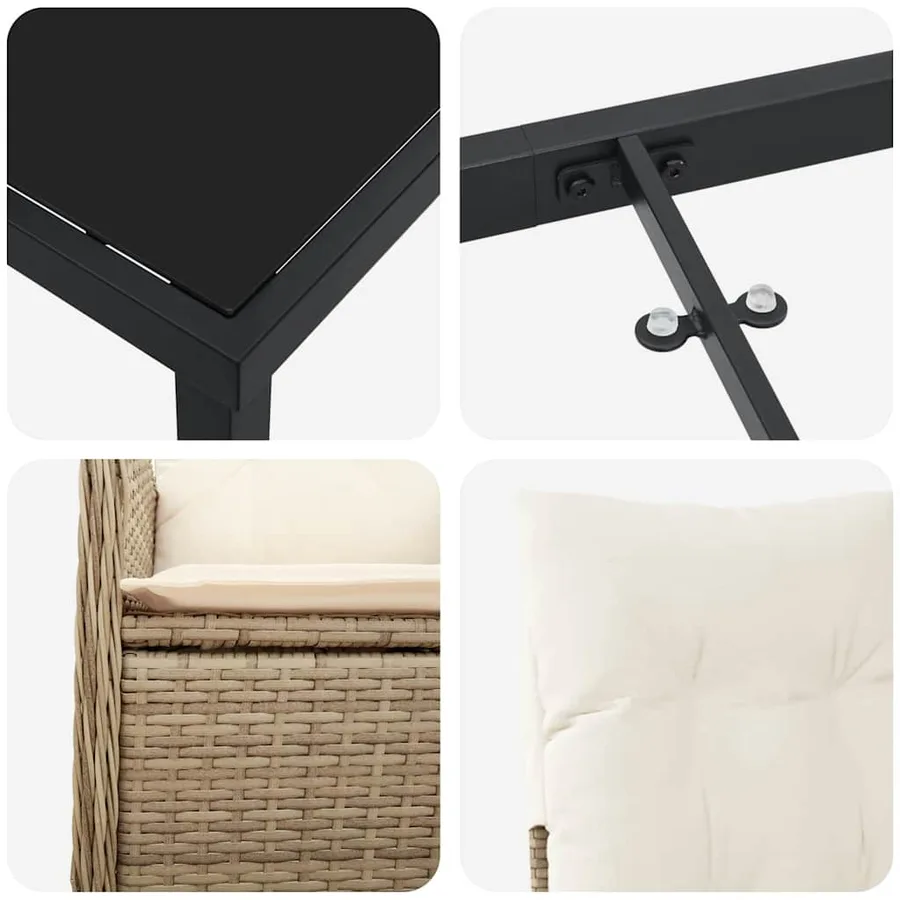 Ensemble de salle à manger pour jardin 9 pcs Beige polyrotin - 9