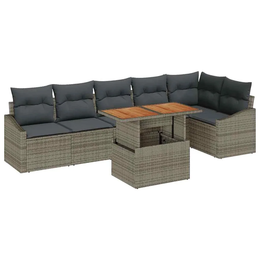 Ensemble de canapé de jardin 7 pc Gris et marron - 2