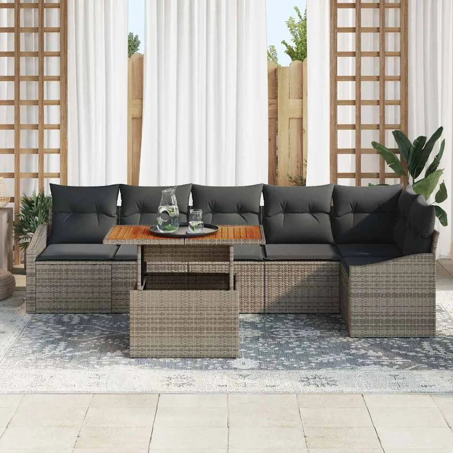 Ensemble de canapé de jardin 7 pc Gris et marron - 3