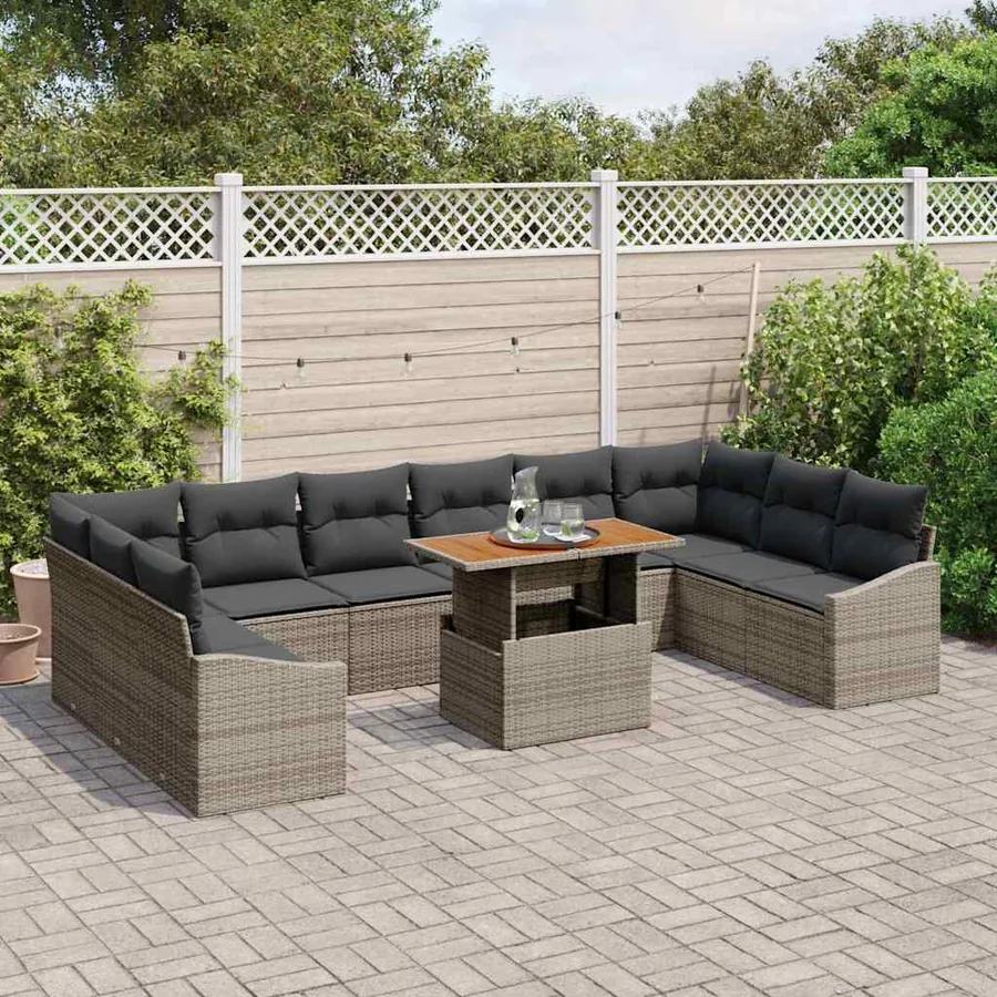 Ensemble de canapé de jardin 11 pc Gris et marron - 3