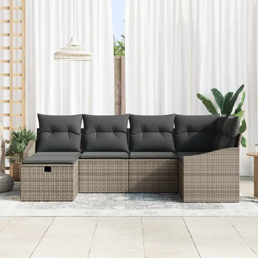 Ensemble de Canapés avec coussin avec stockage Gris polyrotin - 3