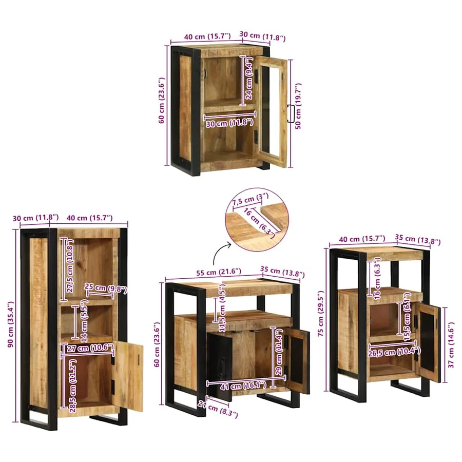 Ensemble de mobilier de salle de bain Montage mural 4 pcs - 17