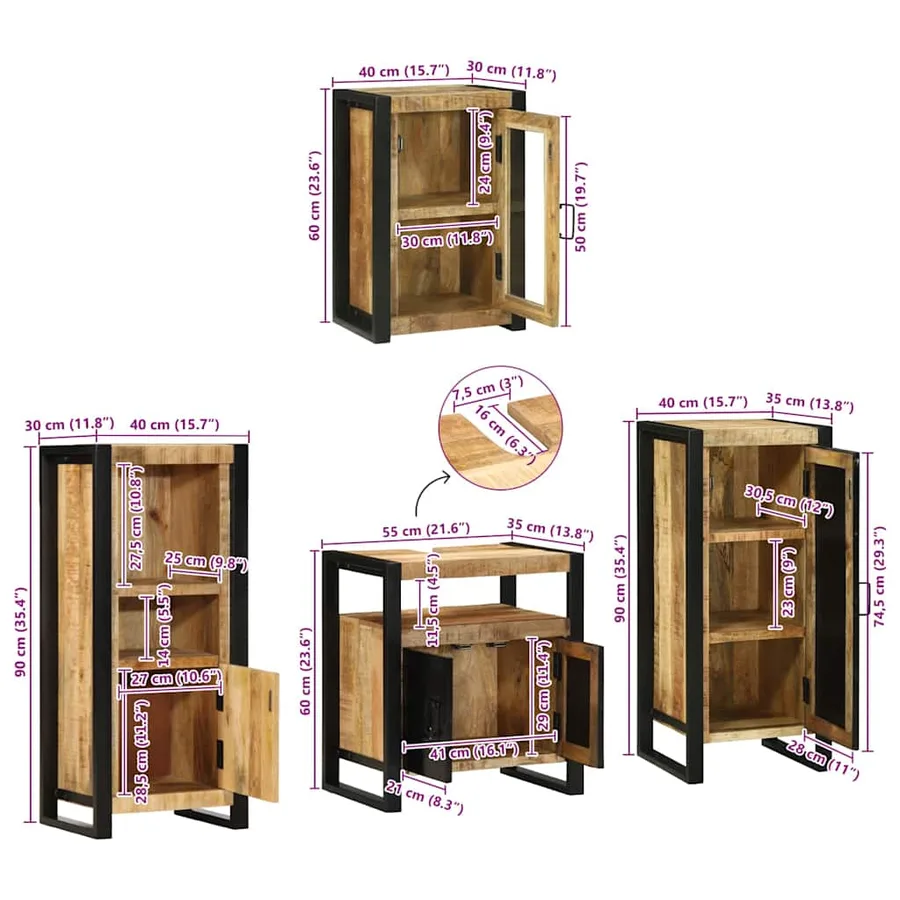 Ensemble de mobilier de salle de bain avec étagère 4 pcs - 17