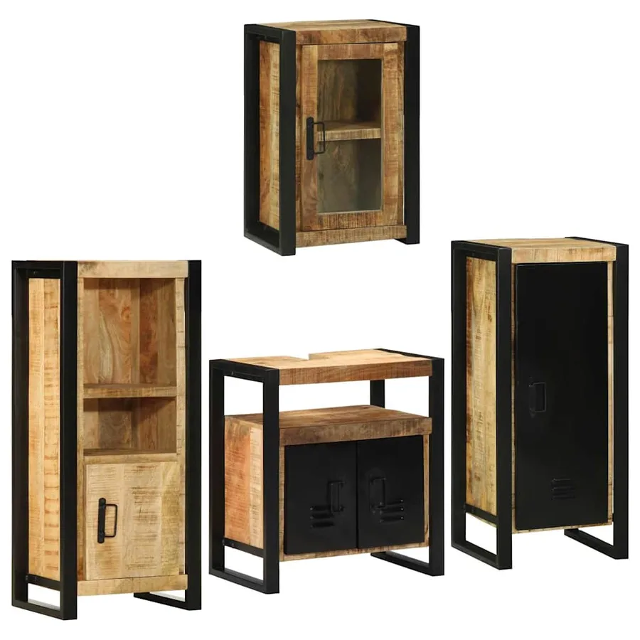 Ensemble de mobilier de salle de bain avec étagère 4 pcs - 2