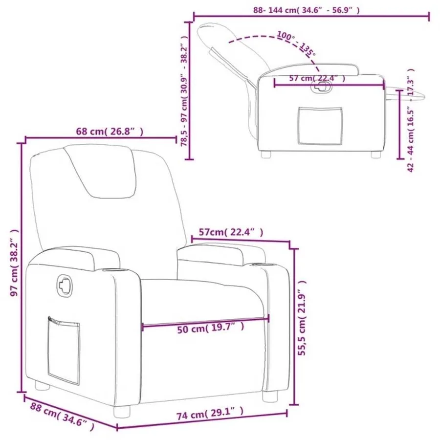 Fauteuil inclinable Marron foncé Tissu - 11
