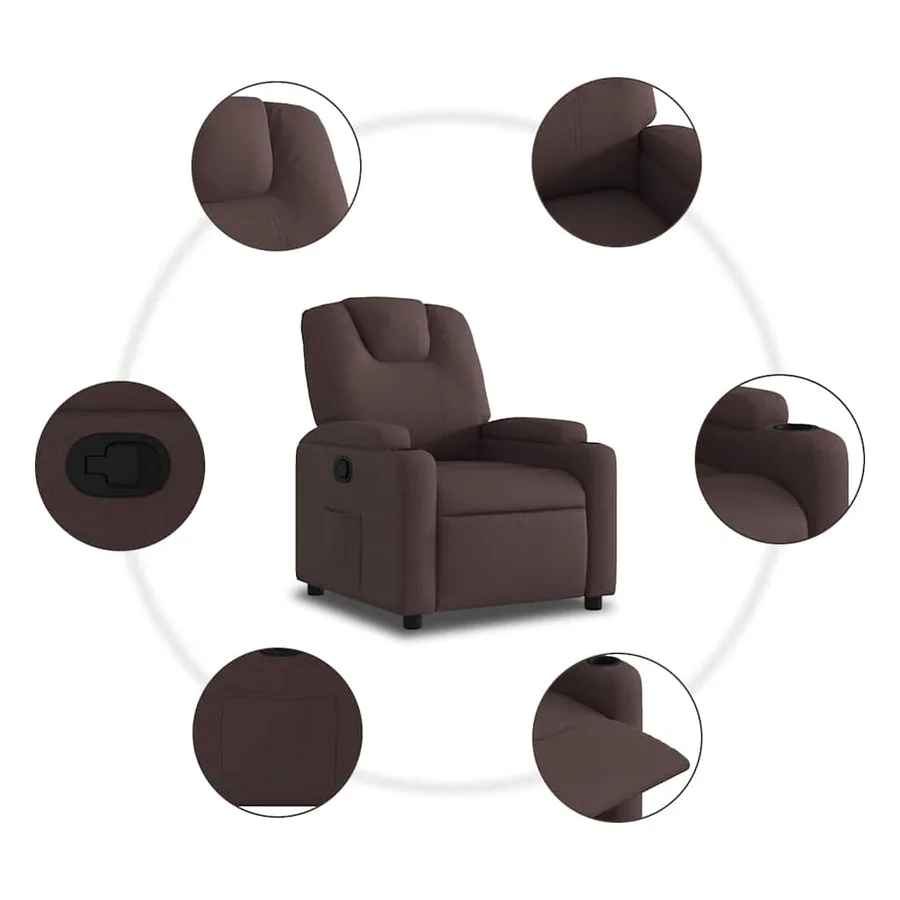 Fauteuil inclinable Marron foncé Tissu - 7