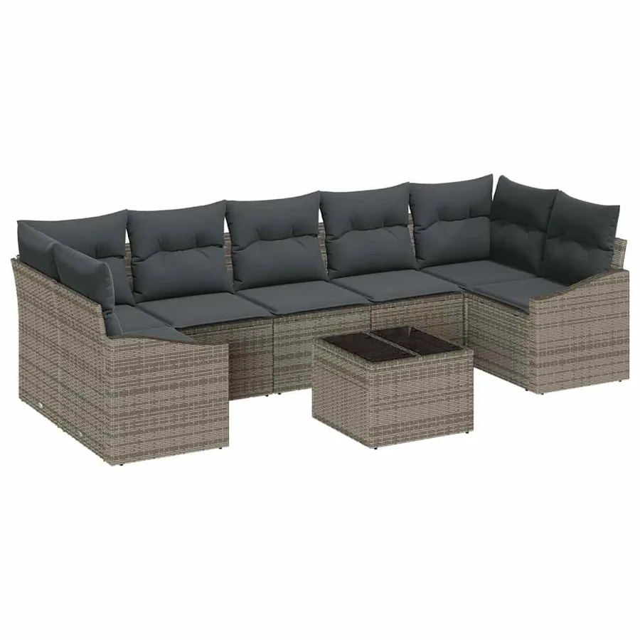 Ensemble de Canapés avec coussin Gris 55 x 55 x 37 cm polyrotin - 2