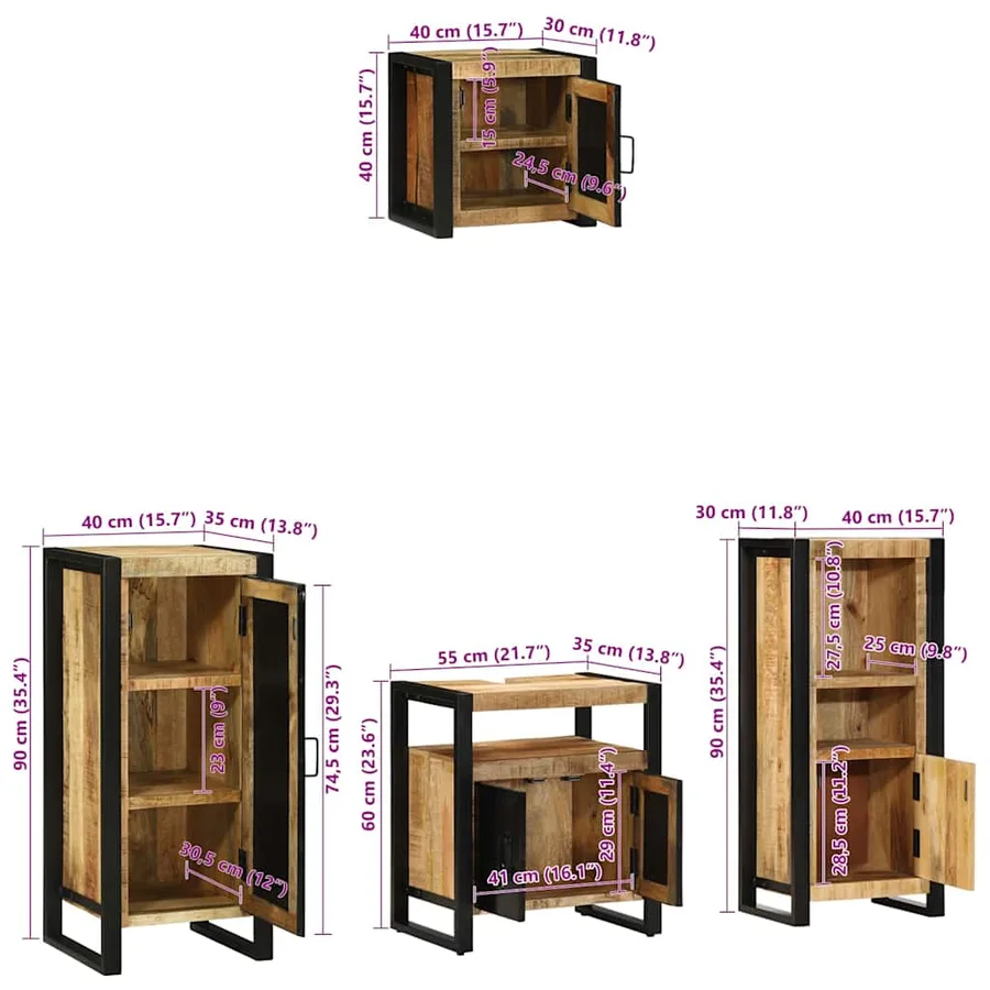 Ensemble de mobilier de salle de bain avec tiroir 4 pcs - 17