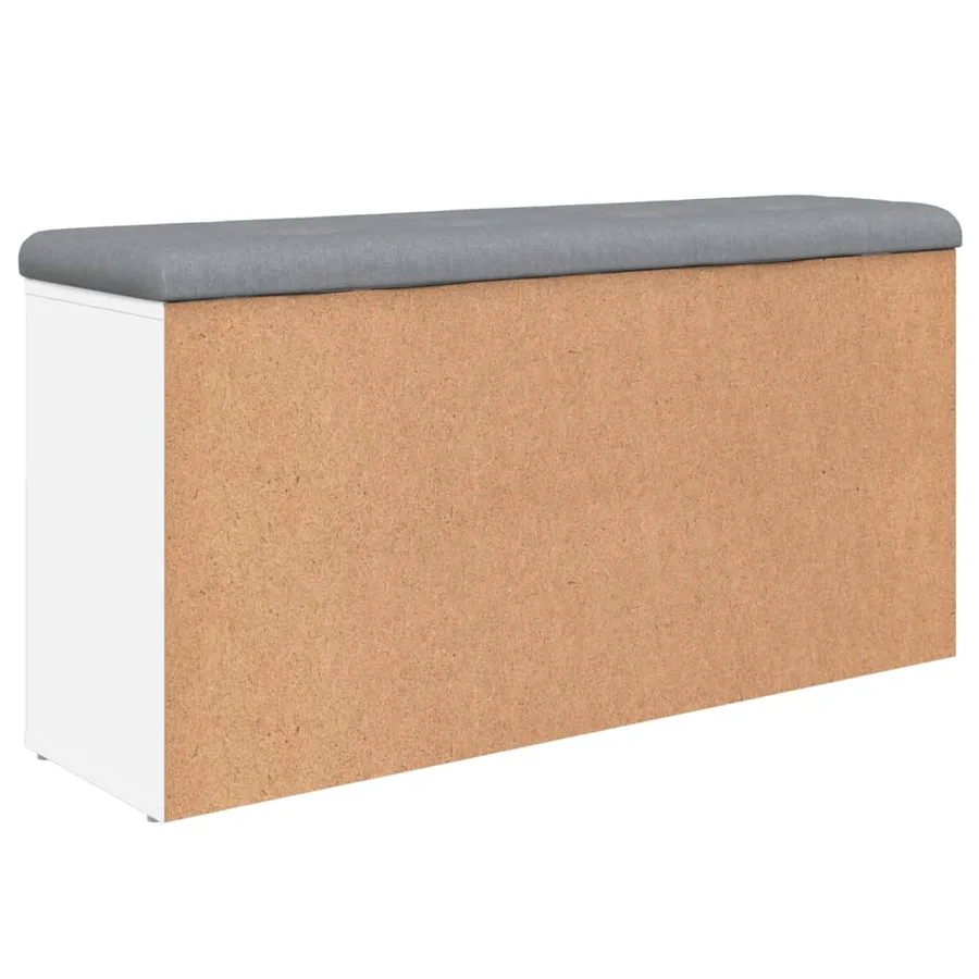 Banc à chaussures blanc 102x32x50 cm bois d'ingénierie - 7