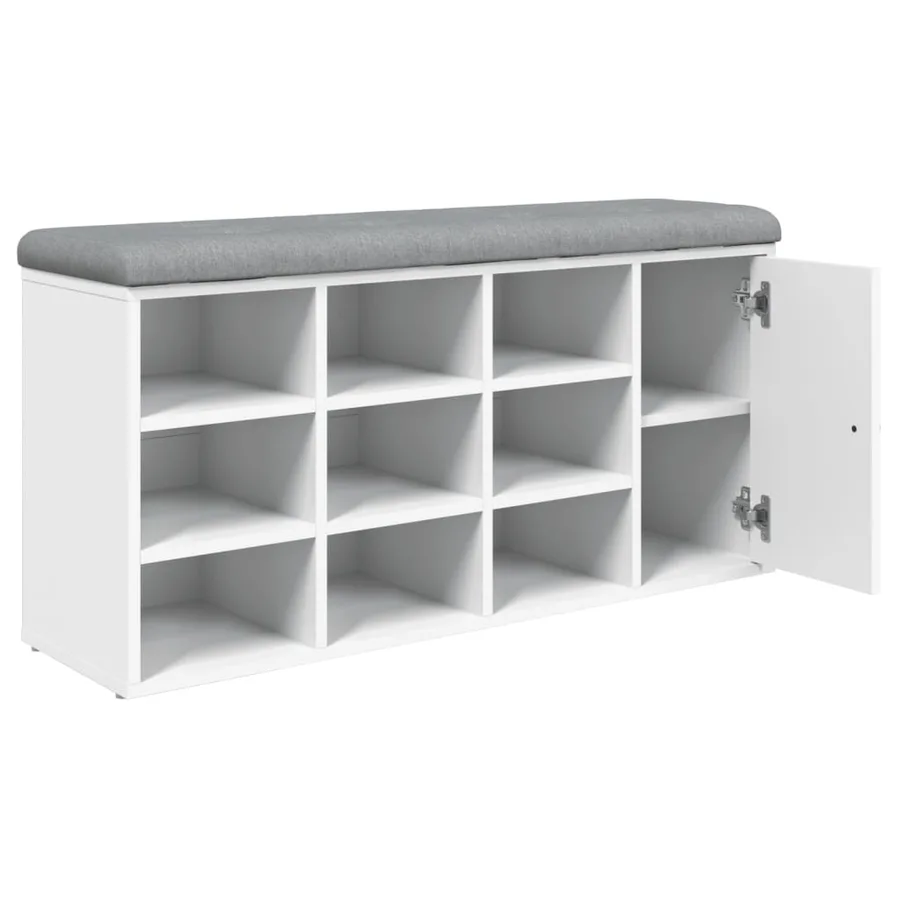 Banc à chaussures blanc 102x32x50 cm bois d'ingénierie - 8