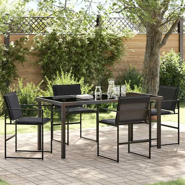 Ensemble de salle à manger pour jardin 5 pcs Noir