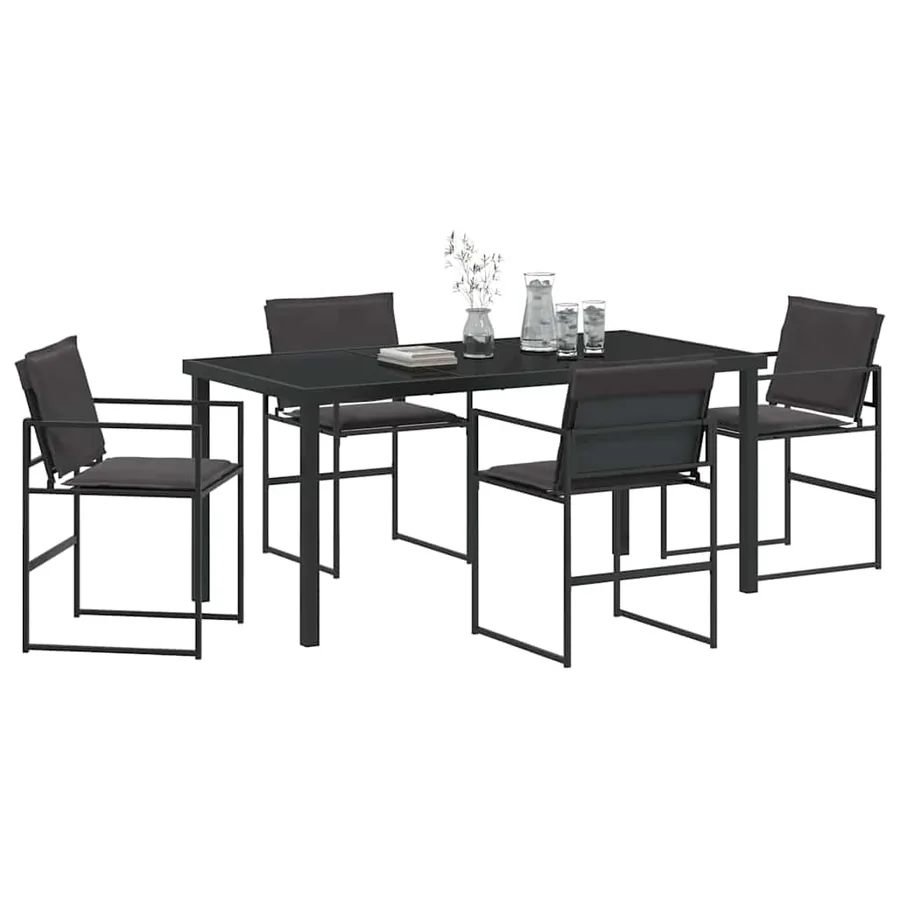 Ensemble de salle à manger pour jardin 5 pcs Noir - 3
