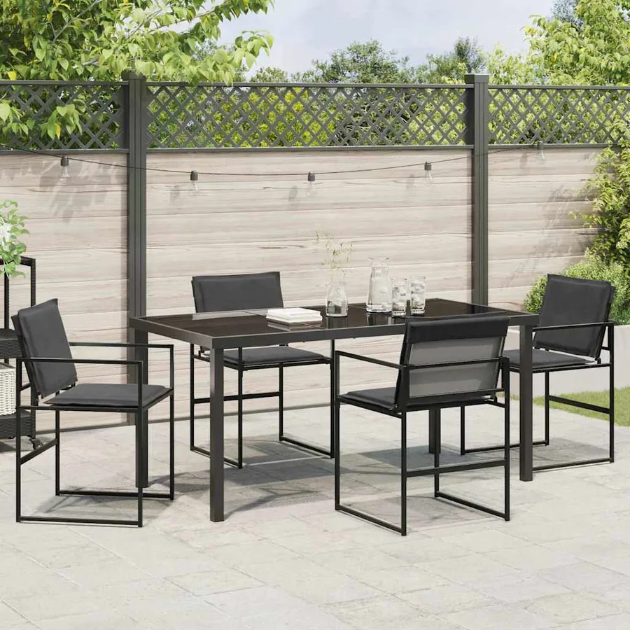 Ensemble de salle à manger pour jardin 5 pcs Noir - 4
