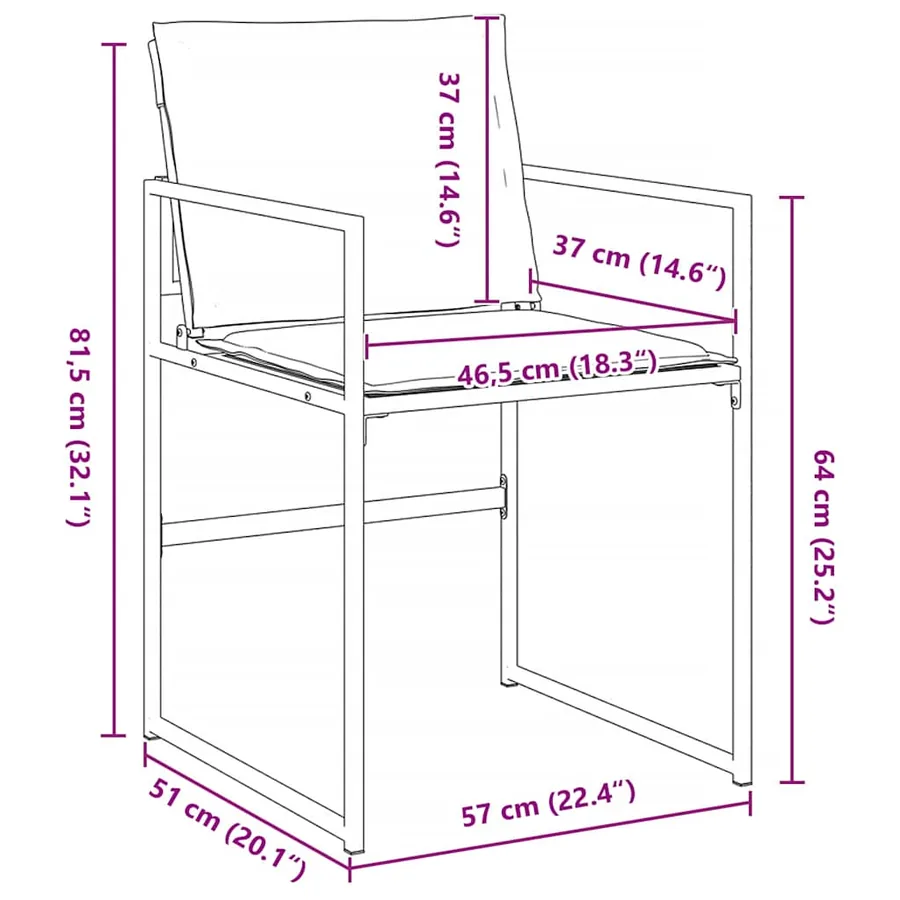 Ensemble de salle à manger pour jardin 5 pcs Noir - 8