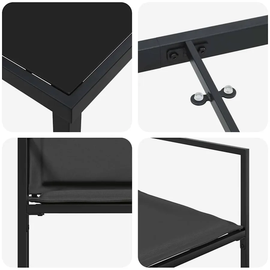 Ensemble de salle à manger pour jardin 5 pcs Noir - 9