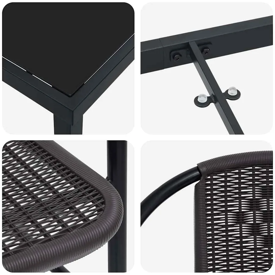 Ensemble de salle à manger pour jardin 5 pcs Noir - 9