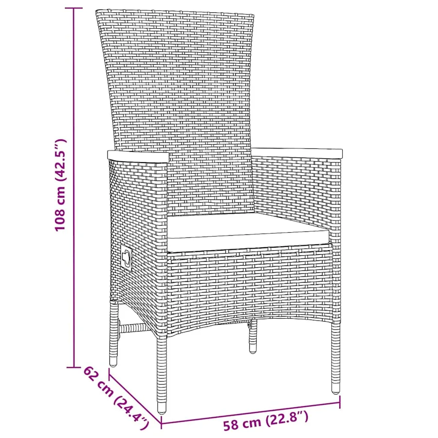 Ensemble de salle à manger pour jardin avec coussin 5 pcs Gris - 10