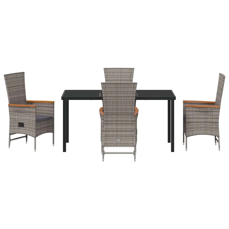 Ensemble de salle à manger pour jardin avec coussin 5 pcs Gris - 7