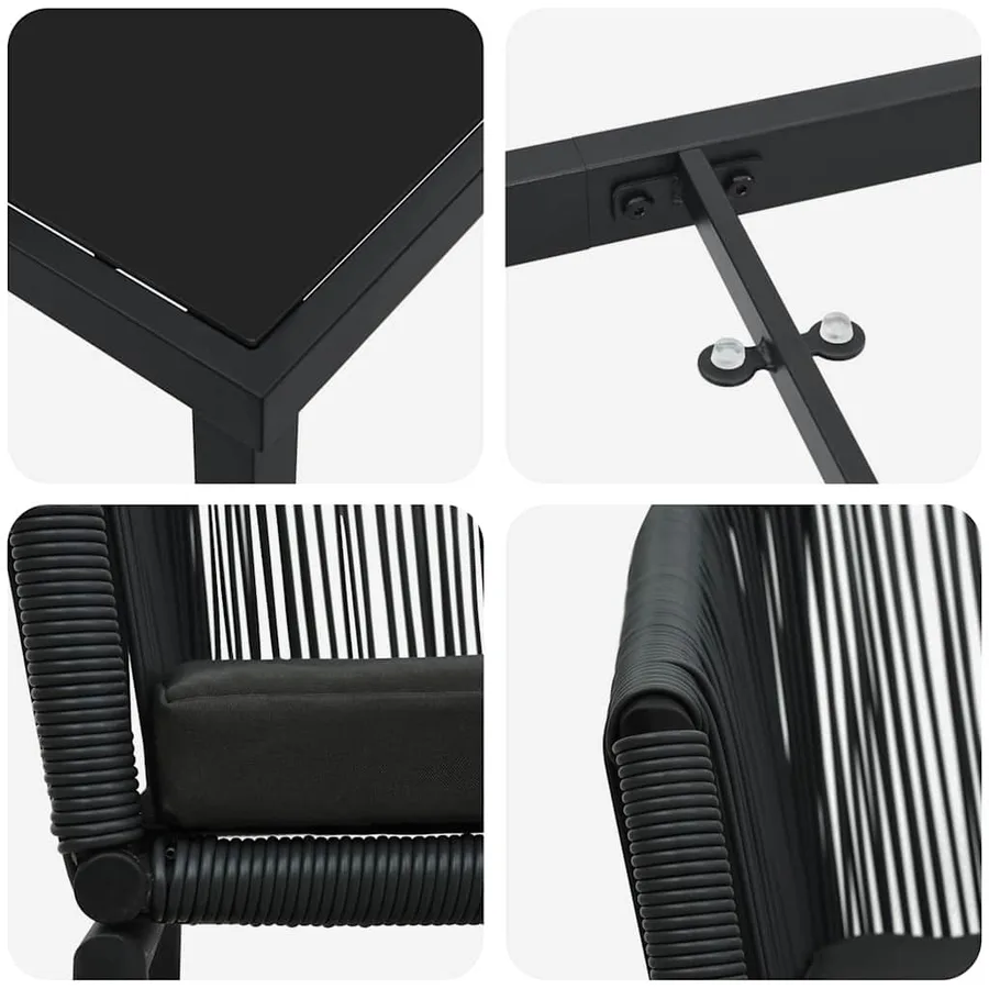 Ensemble de salle à manger pour jardin 5 pcs Noir - 9