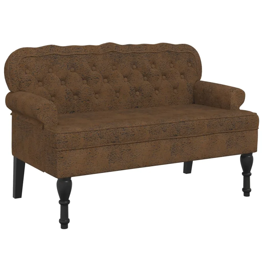Banc avec dossier marron 119,5x64,5x75 cm similicuir daim - 2