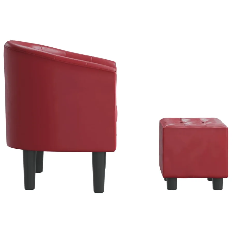 Chaise cabriolet avec repose-pied rouge bordeaux similicuir - 4