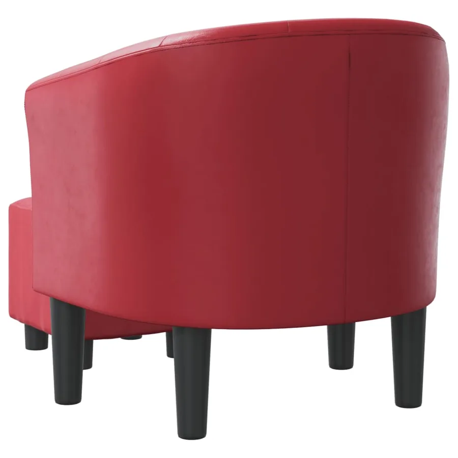 Chaise cabriolet avec repose-pied rouge bordeaux similicuir - 5