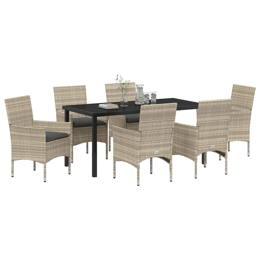 Ensemble de salle à manger pour jardin 7 pcs Gris clair - 3