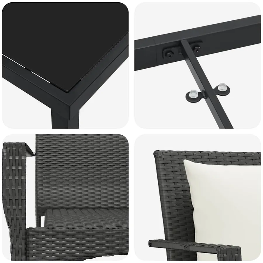 Ensemble de salle à manger pour jardin 7 pcs Noir polyrotin - 9