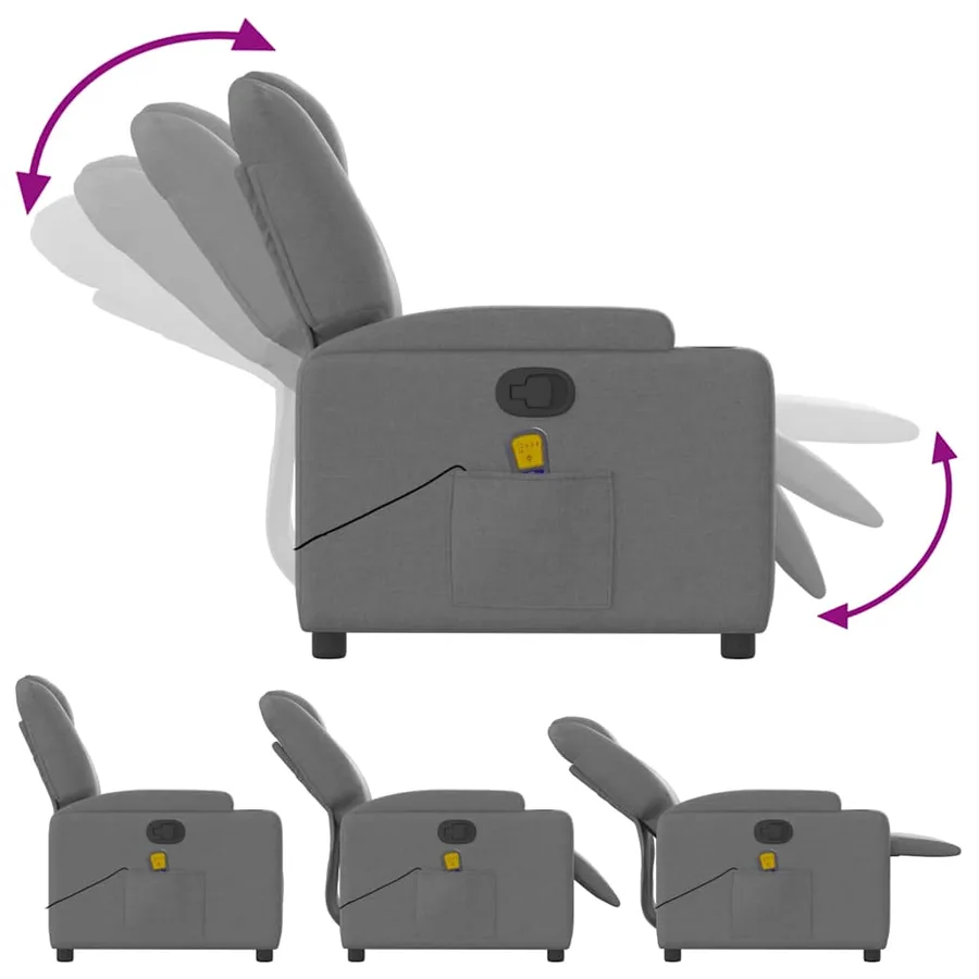 Fauteuil de massage inclinable gris foncé tissu - 5