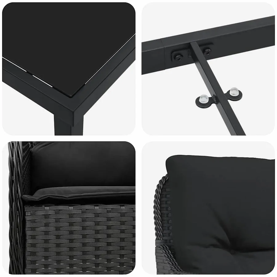 Ensemble de salle à manger pour jardin 5 pcs Noir polyrotin - 9