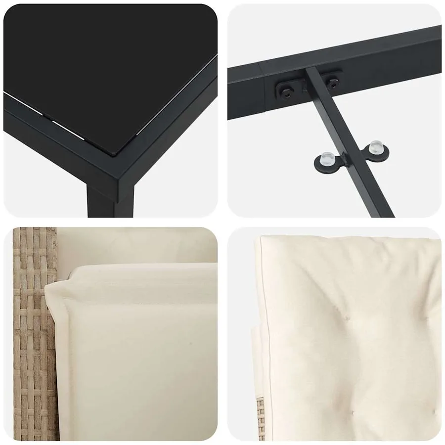 Ensemble de salle à manger pour jardin 5 pcs Beige polyrotin - 9