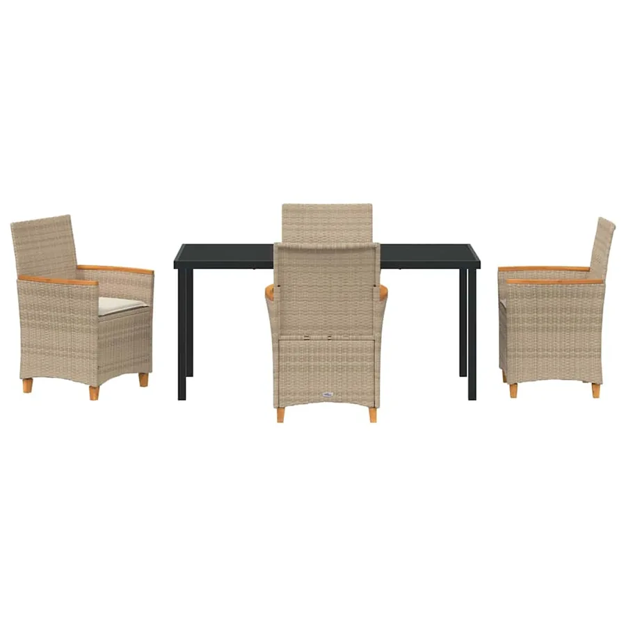 Ensemble de salle à manger pour jardin 5 pcs Beige polyrotin - 7