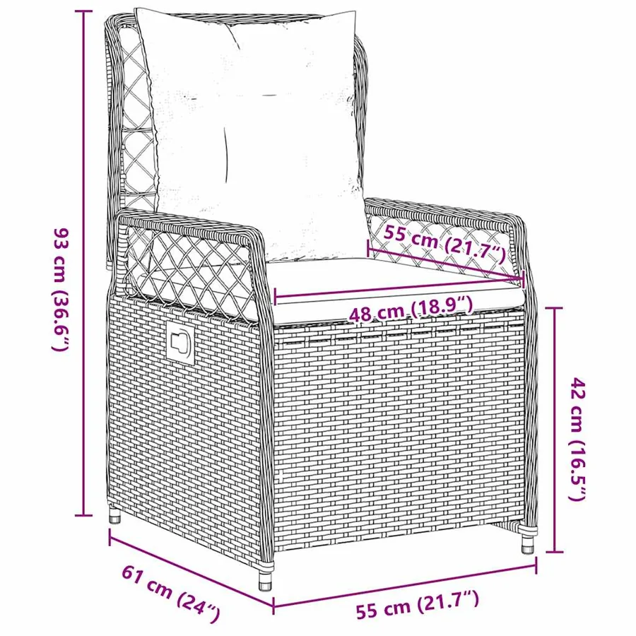Ensemble de salle à manger pour jardin 7 pcs Noir polyrotin - 8