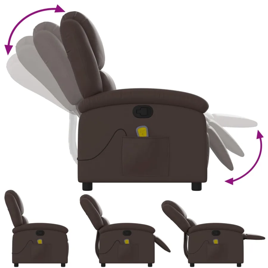 Fauteuil de massage inclinable Marron Similicuir - 7