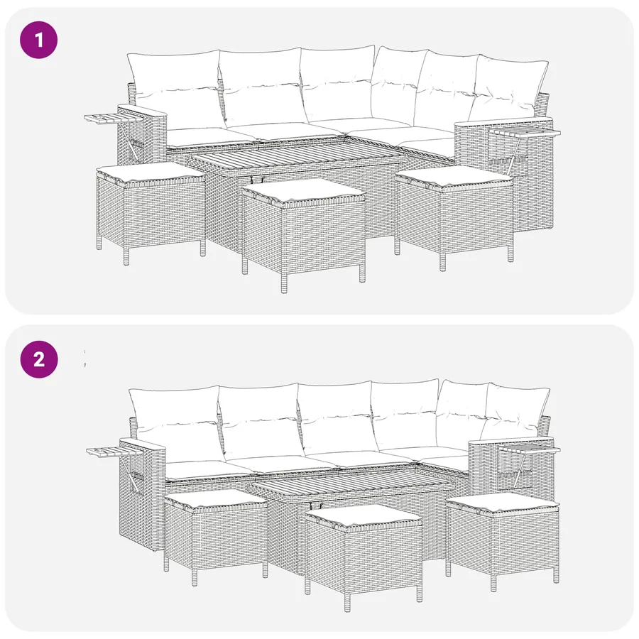 Ensemble de canapé de jardin 9 pcs Gris polyrotin - 11