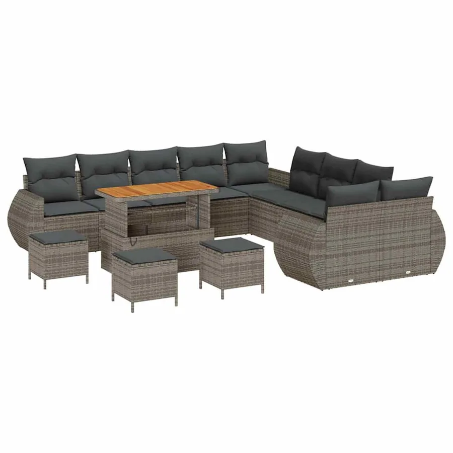 Ensemble de canapé de jardin avec coussin 14 pcs Gris - 2