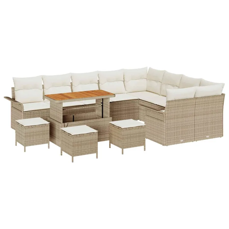 Ensemble de canapé de jardin avec coussin 13 pcs Beige et crème - 2