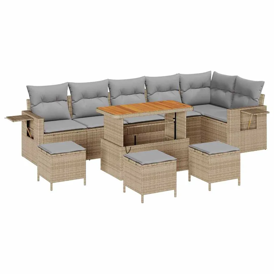 Ensemble de canapé de jardin 12 pcs Beige et Gris clair - 2