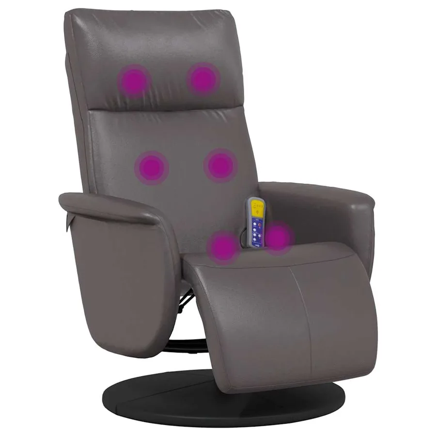 Fauteuil inclinable de massage repose-pieds gris similicuir - 2