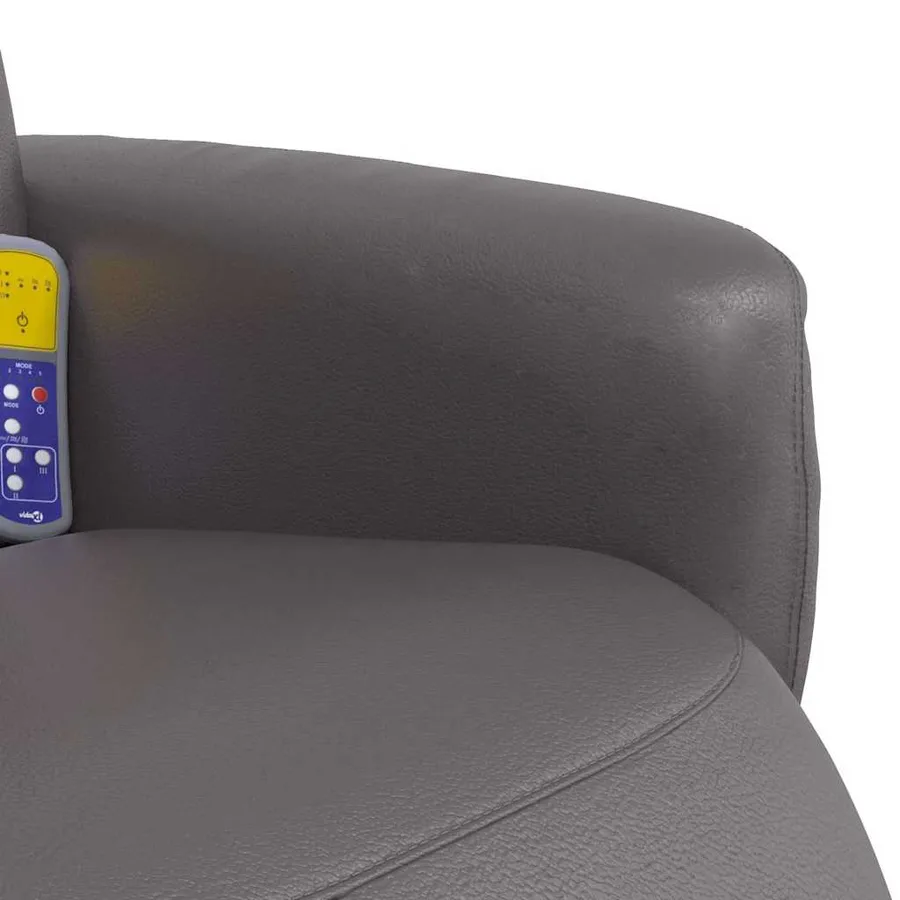 Fauteuil inclinable de massage repose-pieds gris similicuir - 8