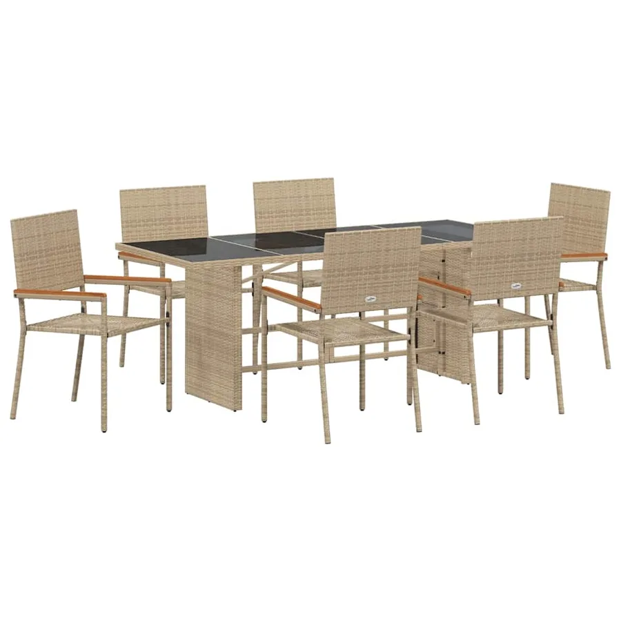 Ensemble de salle à manger pour jardin 7 pcs Beige polyrotin - 2