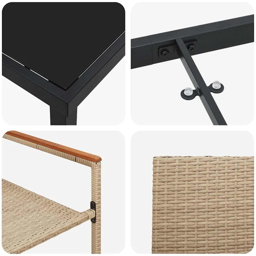 Ensemble de salle à manger pour jardin 9 pcs Beige polyrotin - 9