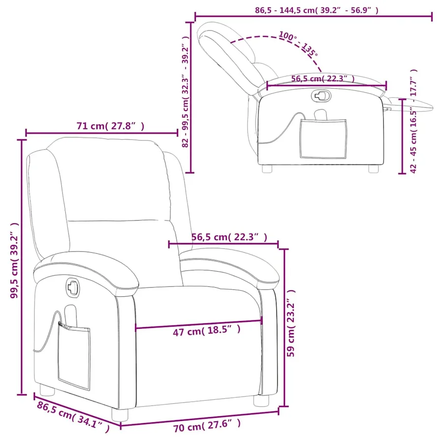 Fauteuil de massage inclinable Noir Tissu - 13