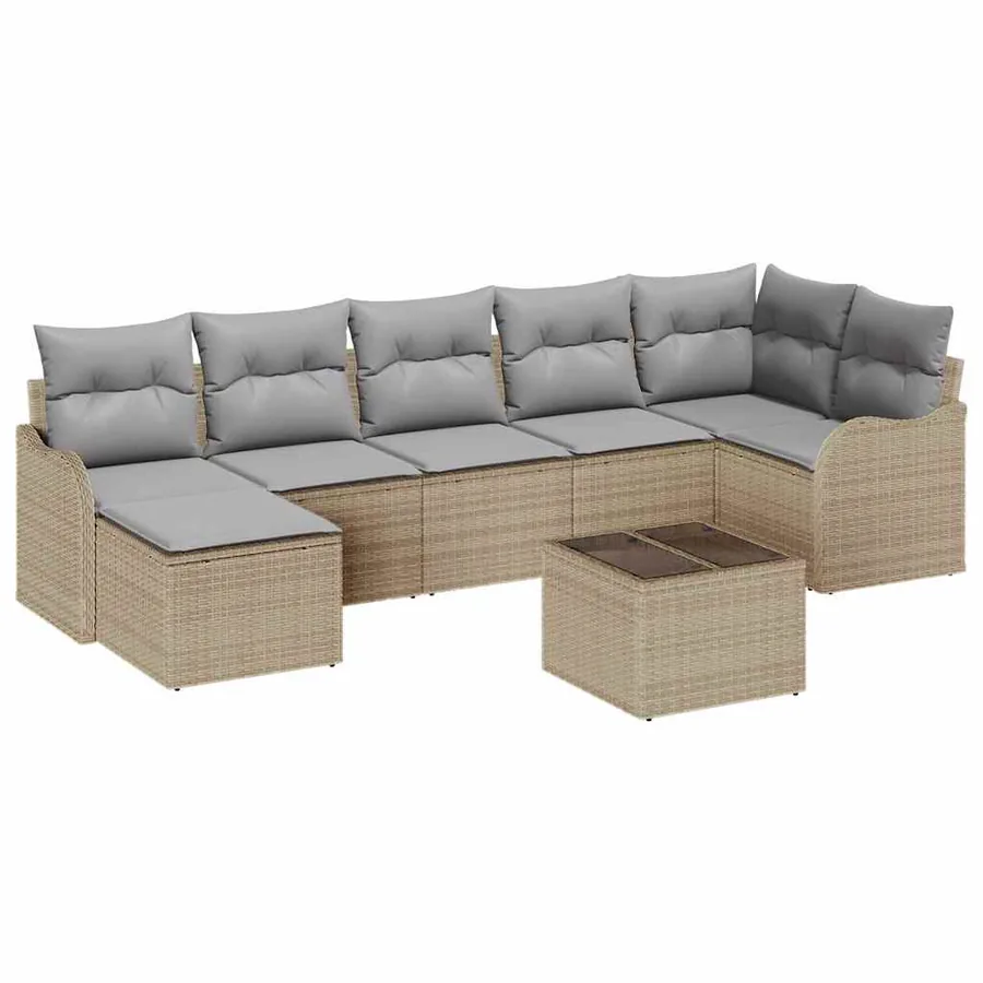 Ensemble de canapé de jardin 8 pcs beige et gris clair - 2