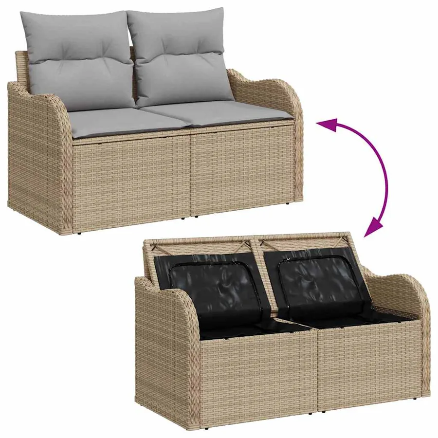 Ensemble de canapé de jardin 5 pcs Beige Poly Rattan - 11