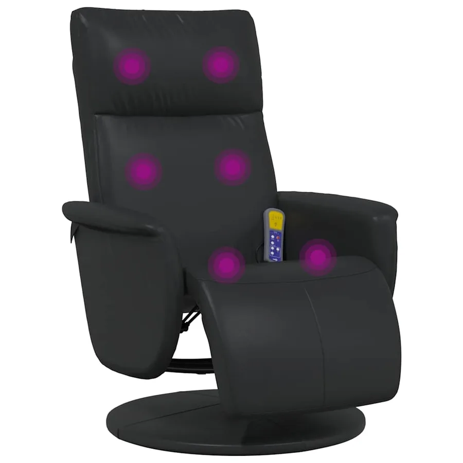 Fauteuil inclinable de massage repose-pieds noir similicuir - 2