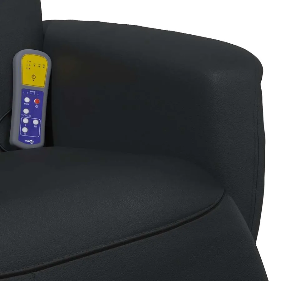 Fauteuil inclinable de massage repose-pieds noir similicuir - 9